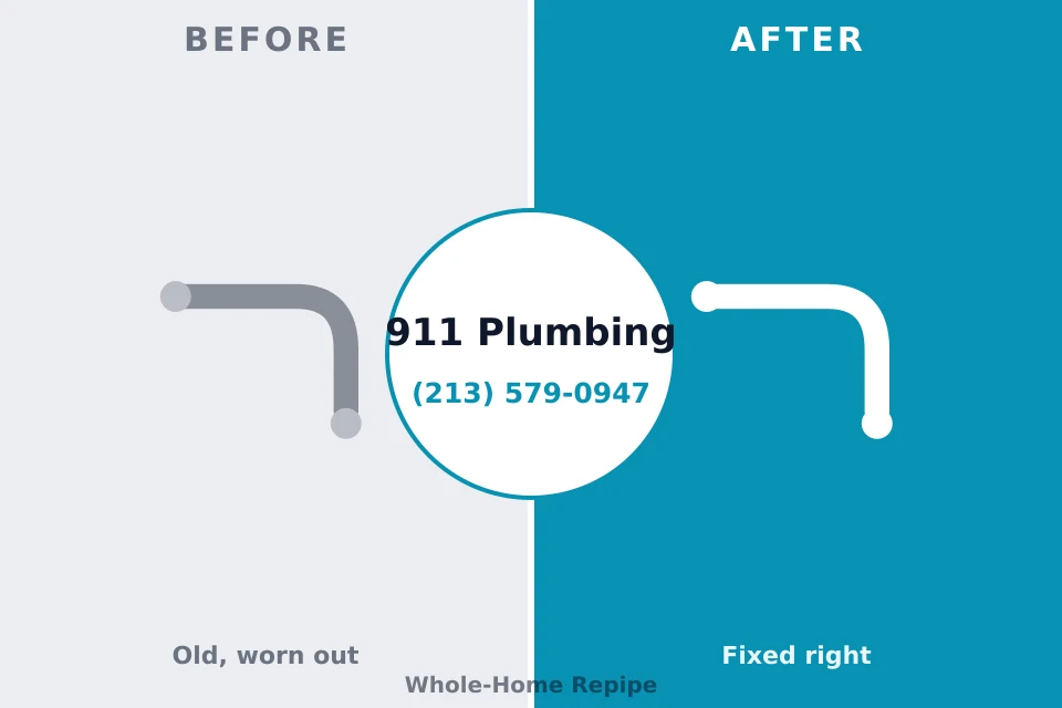 Before and after: plumbing repair Wilson-Conococheague, MD